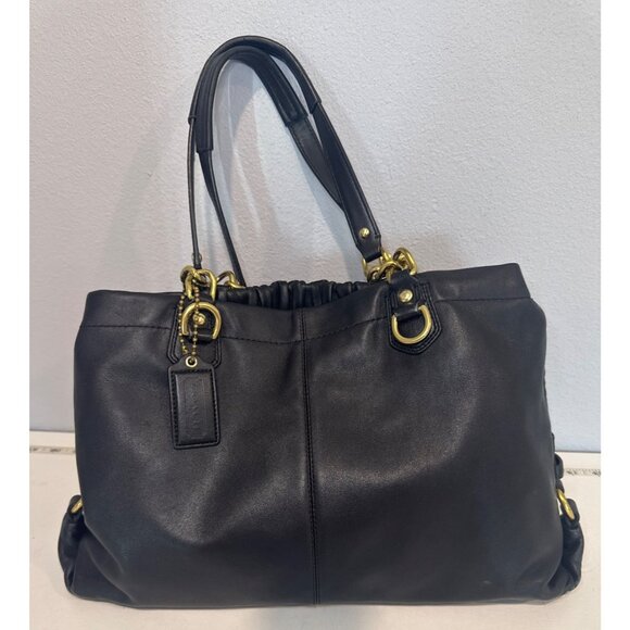 Vintage Coach Purse Black Leather Ashley Ruched Pleated F17571 Designer Classic - Picture 2 of 15